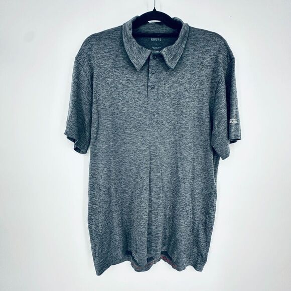 Rhone Mens Tech Performance Polo Shirt Size L Gray Vented Wicking Breathable NRA - Picture 1 of 10